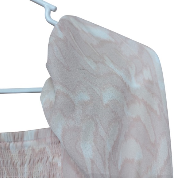 HALOGEN Blouse Size XS Pink Variegated Smocked Long Puff Sleeve In Scrollin New - Picture 4 of 5